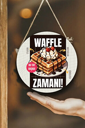 Waffle Salonu Duvar, Kapı, Tek Taraflı Askılı Pano Karşılama Tabelası, Waffle Dükkan Süsü