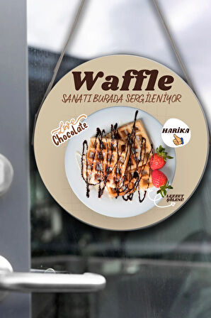 Waffle Salonu Duvar, Kapı, Tek Taraflı Askılı Pano Karşılama Tabelası, Waffle Tatlı Dükkanı Süsü