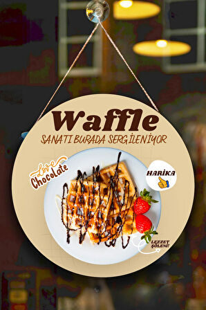 Waffle Salonu Duvar, Kapı, Çift Taraflı Askılı Pano Karşılama Tabelası, Waffle Dükkan Süsü