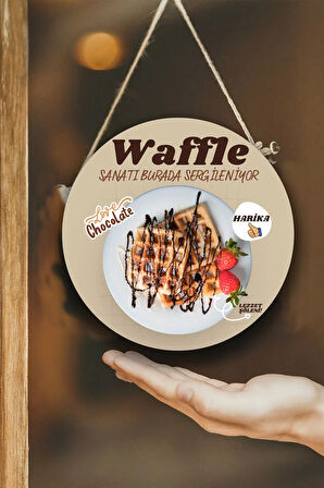 Waffle Salonu Duvar, Kapı, Çift Taraflı Askılı Pano Karşılama Tabelası, Waffle Dükkan Süsü