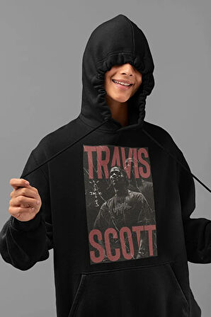 Travis Scott Rapper Baskılı Unisex Oversize Hoodie