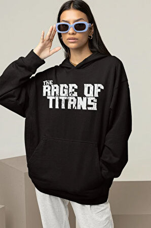 The Rage Of Titans Yazılı Unisex Oversize Hoodie