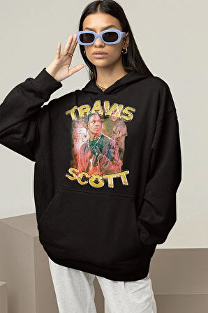 Travis Scott Rapper Baskılı Unisex Oversize Hoodie