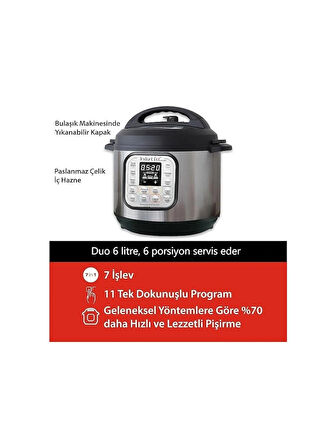 Instant Pot Duo 7'si 1 Arada Akıllı Pişirici, 5.7 L Buharlı Pişirici