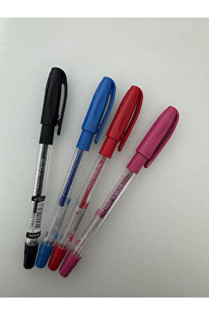 Jel Kalem Jely 1.0 MM Glıtter Simli 4Lü Siyah Mavi Kırmızı Pembe
