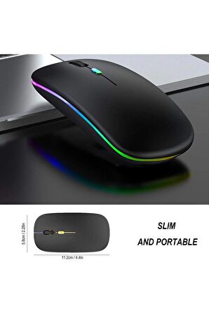 WASHA Sessiz 2.4G+ Bluetooth 5.2 bağlantılı RGB 1600 DPI optik Mouse red