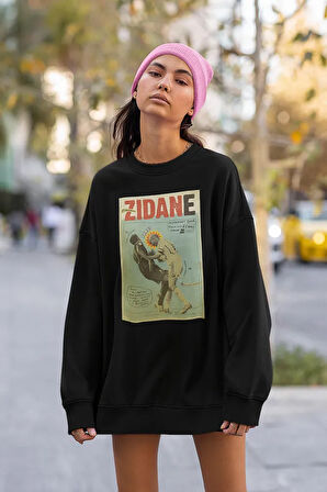 Futbolcu Zidan İkonik An Baskılı Unisex Oversize Sweatshirt