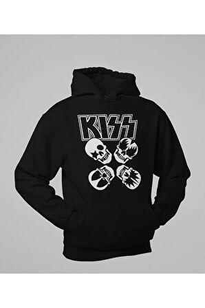 Kiss Müzik Grubu Baskılı Unisex Oversize Rock Metal Hoodie