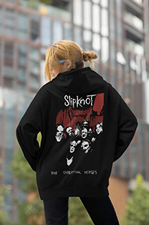 Slipknot The Subliminal Verses Yazılı Unisex Oversize Rock Metal Grubu Hoodie