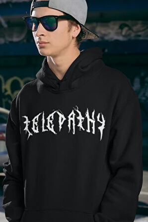 Telepathy Baskılı Unisex Oversize Tasarım Hoodie