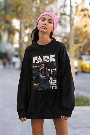 Fade Karakter Baskılı Unisex Oversize Vvalorant Sweatshirt
