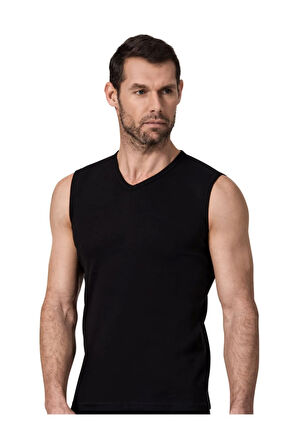 6 Çift Siyah Renk Namaldi Ribana Kolsuz Atlet