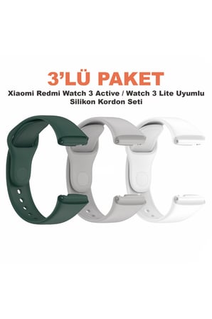 Xiaomi Redmi Watch 3 Active / Watch 3 Lite Uyumlu 3’lü Silikon Kordon Seti - Spor Erkek Kadın Kayış
