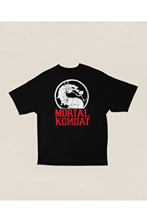 Ejderha Mortal Kombat Baskılı Unisex Oversize Tişört