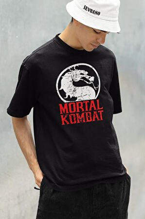 Ejderha Mortal Kombat Baskılı Unisex Oversize Tişört