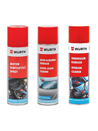 Würth Motor Temzileme & Aktif Cam Temizleyici & Araç İçi Temizleme