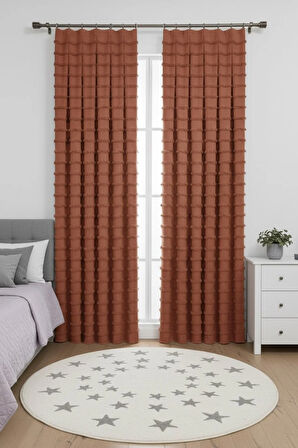 Wave Koleksiyon Kiremit 2'li Fon Perde 1x3 En Sık Pile – Özel Dokulu, Kullanıma Hazır