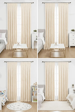 Wave Koleksiyon Koyu Krem 2'li Fon Perde 1x3 En Sık Pile – Özel Dokulu, Kullanıma Hazır