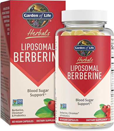 Garden of Life Liposomal Berberine and Chromium Picolinate for Already Healthy Blood Sugar, Glucose Metabolism and Cholesterol—Probiotics for Easy Digestion—Non GMO, Gluten Free, Kosher