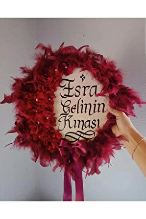 Isme Özel Kına Gelin Tefi Deri Tef Vurmalı Çalgı Def Kına Defi Otrişli Deri Tef