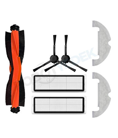 Xiaomi X10 Uyumlu Yedek Siyah Fırça Hepa Filtre Mop Seti-7 Parça