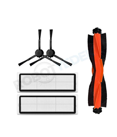 Xiaomi X10 Uyumlu Yedek Mopsuz Siyah Fırça Hepa Filtre Seti-5 Parça