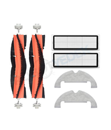 Xiaomi X10 Uyumlu Yedek Fırça Hepa Filtre Mop Seti-6 Parça