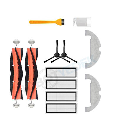 Xiaomi X10 Uyumlu Yedek Fırça Hepa Filtre Mop Seti-12 Parça