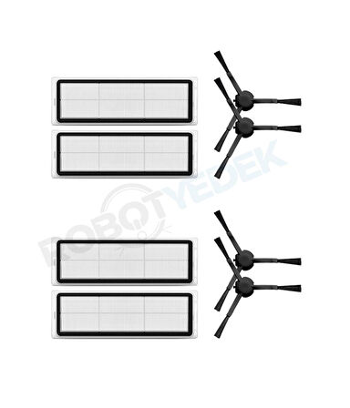 Xiaomi X10 Uyumlu Yedek Hepa Filtre ve Yan Fırça-8 Parça