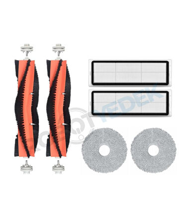 Xiaomi X10 Plus Uyumlu Yedek Fırça Hepa Filtre Mop Seti-6 Parça