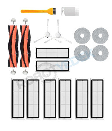 Xiaomi X10 Plus Uyumlu Yedek Fırça Hepa Filtre Mop Seti-18 Parça