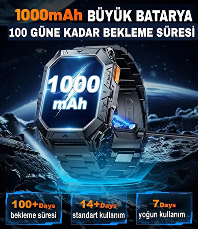 X1 PRO TANK Akıllı Saat 100 gün şarj Çelik kasa