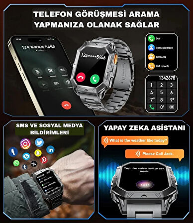 X1 PRO TANK Akıllı Saat 100 gün şarj Çelik kasa