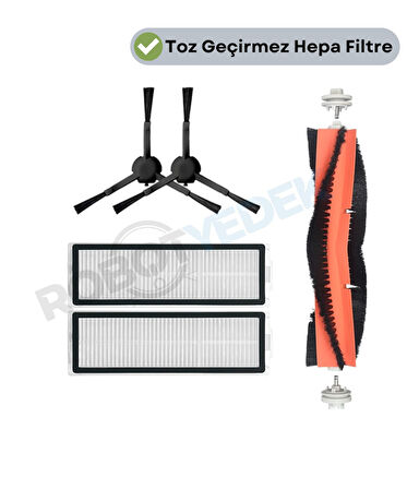 Xiaomi X20 Max X20 Pro (PLUS DEĞİL!) Uyumlu Yedek Mopsuz Fırça Hepa Filtre Seti-5 Parça