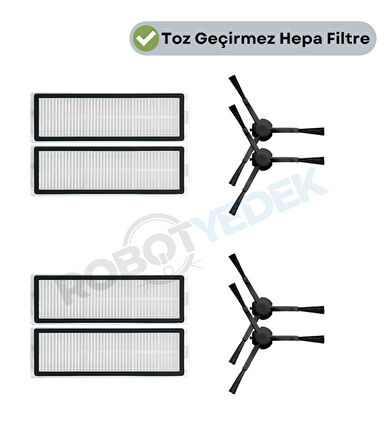 Xiaomi X20 Max X20 Pro (PLUS DEĞİL!) Uyumlu Yedek Hepa Filtre ve Yan Fırça-8 Parça