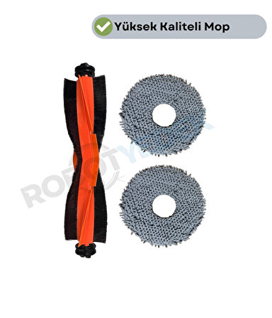 Xiaomi X20 Max X20 Pro (PLUS DEĞİL!) Uyumlu Yedek Siyah Ana Fırça ve Mop-3 Parça