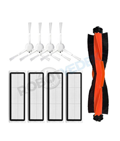 Xiaomi X20 Plus Uyumlu Yedek Mopsuz Siyah Fırça Hepa Filtre Seti-9 Parça