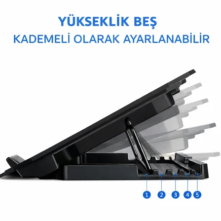 Çift Fanlı Laptop Soğutucu Stand – USB Girişli Sessiz ve Ayarlanabilir Katlanabilir Stand