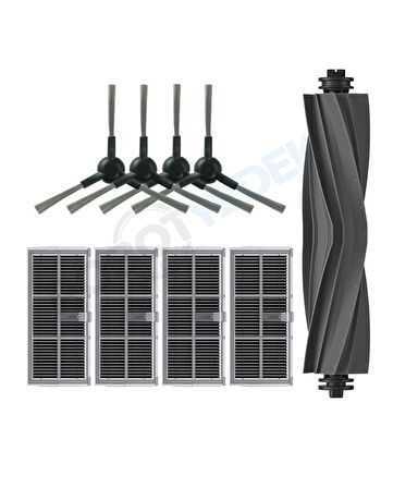 Dreame X30 Ultra Uyumlu Mopsuz Kauçuk Fırça Hepa Filtre Seti-9 Parça