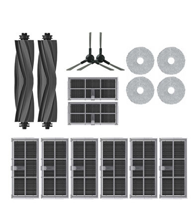 Dreame X30 Ultra Uyumlu Kauçuk Fırça Hepa Filtre Mop Seti-16 Parça