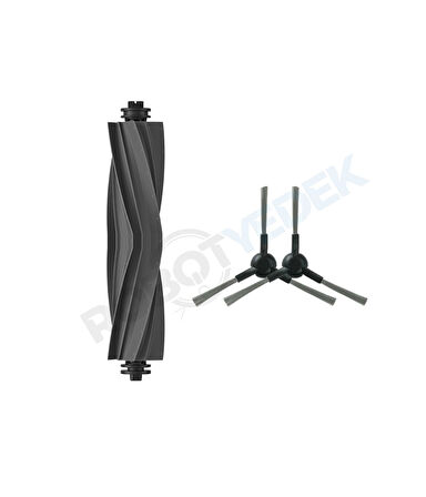 Dreame X30 Ultra Uyumlu Kauçuk Ana Fırça ve Yan Fırça-3 Parça