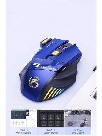 DNR Bilişim GW-X7 Kablosuz Oyuncu Mouse RGB Işıklı Şarj Edilebilir Bluetooth 5.0