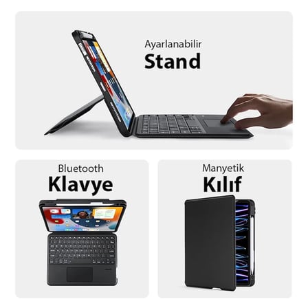 Dux Ducis iPad Pro 12.9 DK Series Kablosuz Bluetooth Klavye Touchpad Kılıf-1852