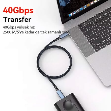 ALLY 40Gbps 240W Type-C 8K Görüntü ve Hızlı Data Şarj Kablosu-1852