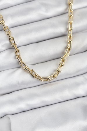 Gold Renk Pirinç Tifani Model Kadın Kolye -1492