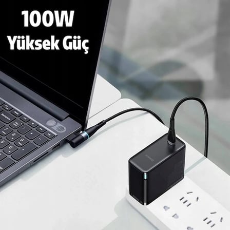 Baseus Zinc Manyetik Type-C to DC Square Portu Lenovo Laptop Şarj Kablosu 100W 2m-1852