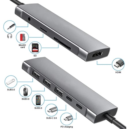 ALLY  9 İn1 Type C Hub 4k 30hz Hdmi Usb 3.0SdPD Adaptör-1852