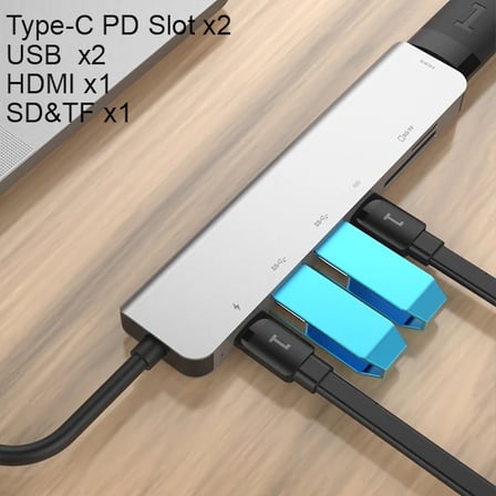 Ally Usb (Type-C to 7in1 Hdtv 2XUSB+PD) SD&amp;TF Okuyucu Hub Adaptör Çoklayıcı-1852