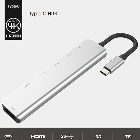 Ally Usb (Type-C to 7in1 Hdtv 2XUSB+PD) SD&amp;TF Okuyucu Hub Adaptör Çoklayıcı-1852