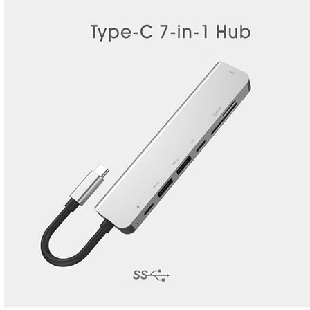 Ally Usb (Type-C to 7in1 Hdtv 2XUSB+PD) SD&amp;TF Okuyucu Hub Adaptör Çoklayıcı-1852